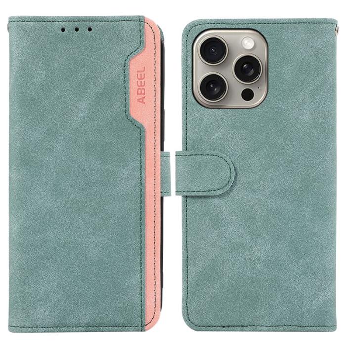 ABEEL - ABEEL iPhone 16 Pro Max Läderfodral RFID Skydd - Baby Blue