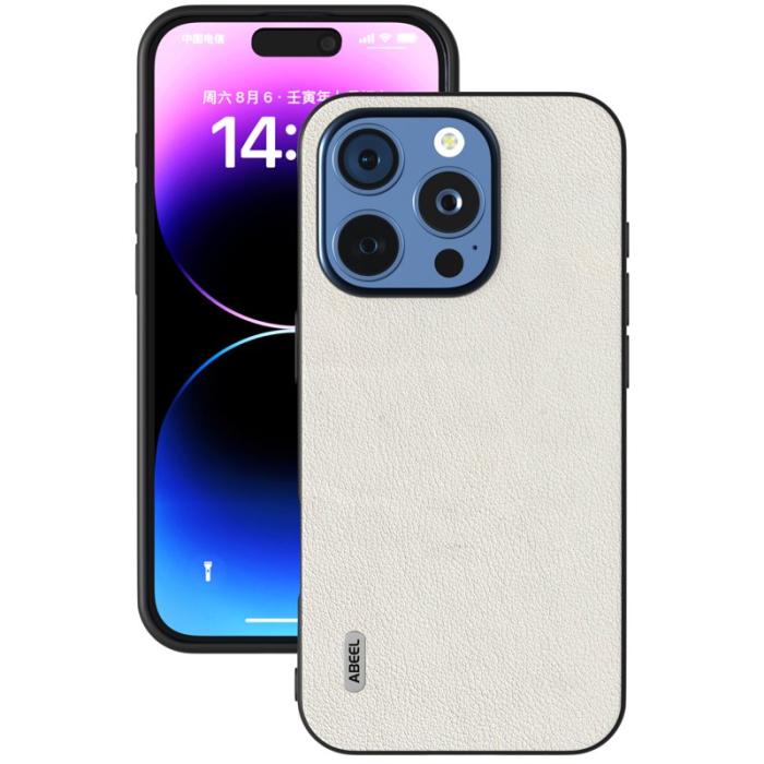 ABEEL - ABEEL iPhone 16 Pro Max Skal Äkta Läder Anti-rep Grey