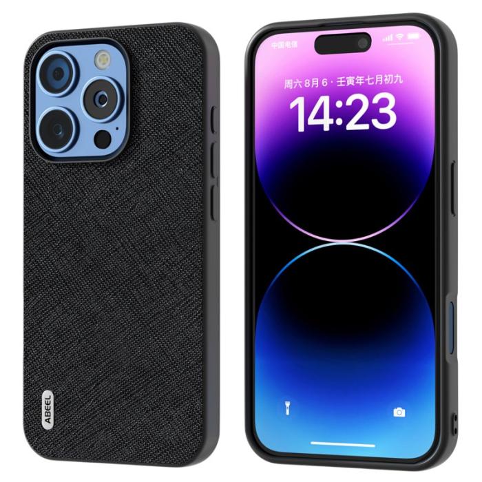 ABEEL - ABEEL iPhone 16 Pro Max Skal Äkta Läder Hybrid - Svart