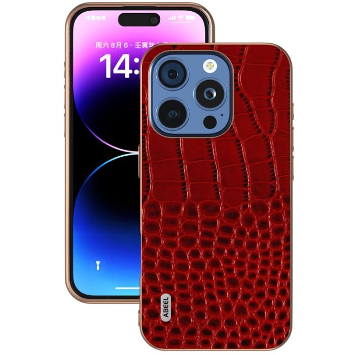 ABEEL - ABEEL iPhone 16 Pro Max Skal Äkta Läder Krokodil Röd