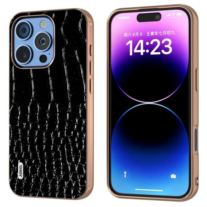ABEEL - ABEEL iPhone 16 Pro Max Skal Äkta Läder Krokodil Svart