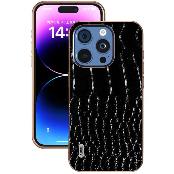 ABEEL - ABEEL iPhone 16 Pro Max Skal Äkta Läder Krokodil Svart