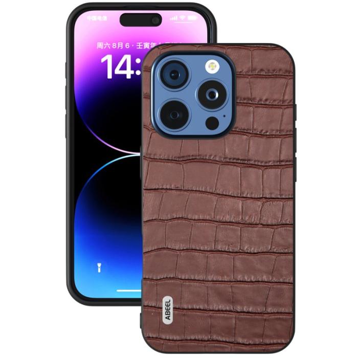 ABEEL - ABEEL iPhone 16 Pro Max Skal Äkta Läder + PC + TPU - Brun