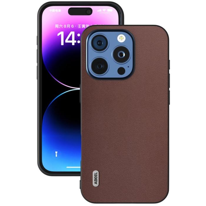 ABEEL - ABEEL iPhone 16 Pro Max Skal Äkta Läder + PC + TPU - Kaffe