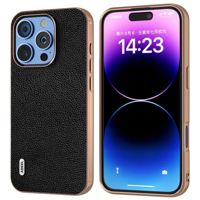 ABEEL - ABEEL iPhone 16 Pro Max Skal Äkta Läder + PC + TPU - Svart