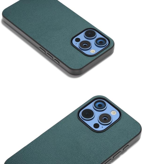 ABEEL - ABEEL iPhone 16 Pro Max Skal Äkta Läder PC+TPU - Midnattsgrön