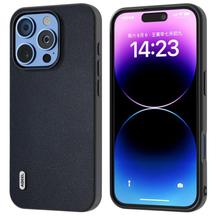 ABEEL - ABEEL iPhone 16 Pro Max Skal Anti-Drop Äkta Läder Blå