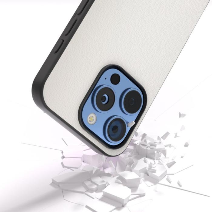 ABEEL - ABEEL iPhone 16 Pro Max Skal Anti-Drop Äkta Läder Vit