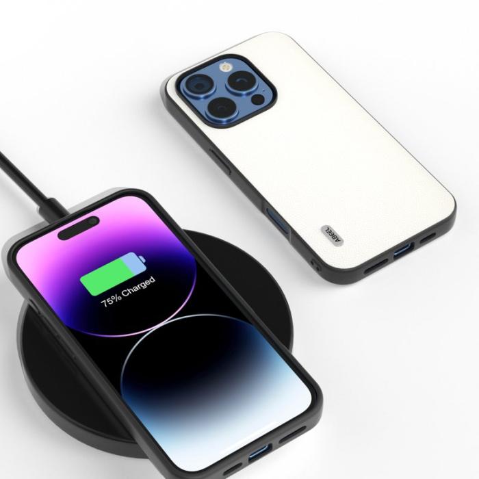 ABEEL - ABEEL iPhone 16 Pro Max Skal Anti-Drop Äkta Läder Vit