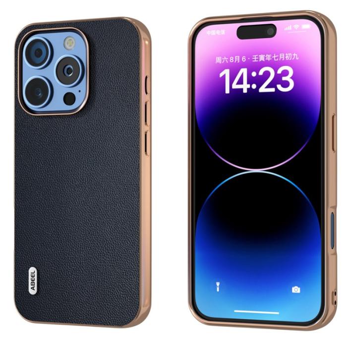 ABEEL - ABEEL iPhone 16 Pro Max Skal Electropläterad Läder Blå