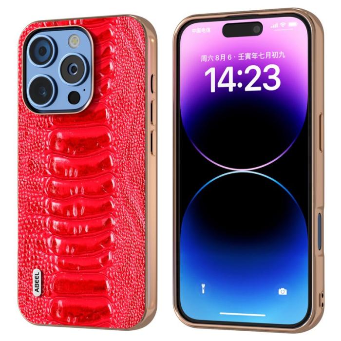 ABEEL - ABEEL iPhone 16 Pro Max Skal Electropläterad Röd Crocodile