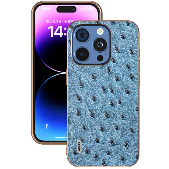 ABEEL - ABEEL iPhone 16 Pro Max Skal Electroplating Blå Ostrich Textur