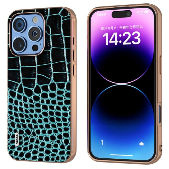 ABEEL - ABEEL iPhone 16 Pro Max Skal Electroplating Crocodile Midnight Green