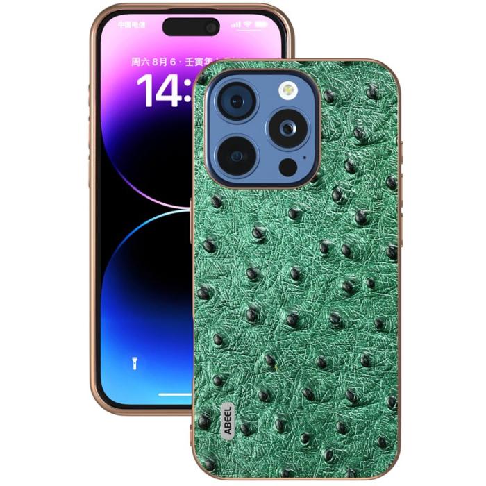 ABEEL - ABEEL iPhone 16 Pro Max Skal Electroplating Grön Läder