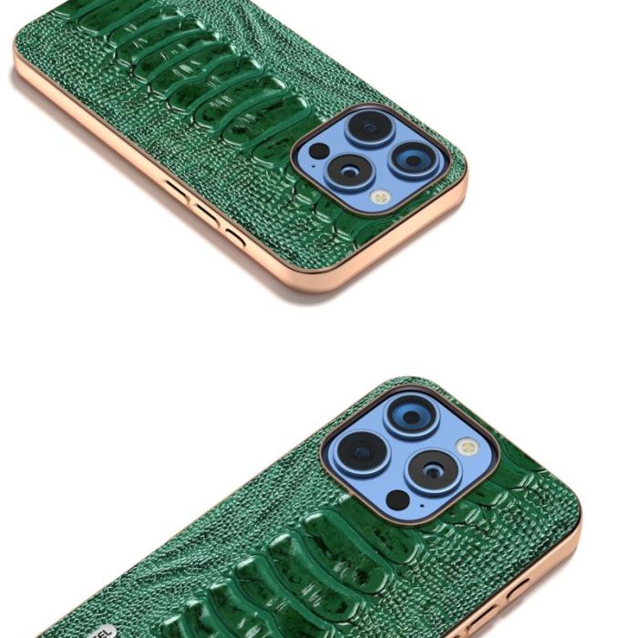 ABEEL - ABEEL iPhone 16 Pro Max Skal Elektropläterad Krokodil Grön