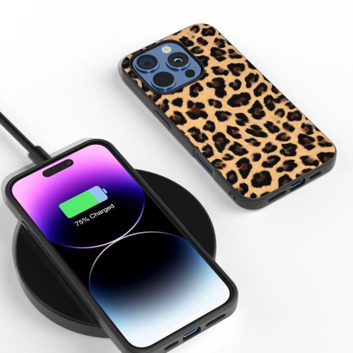 ABEEL - ABEEL iPhone 16 Pro Max Skal Leopardmönster Champagne Gold