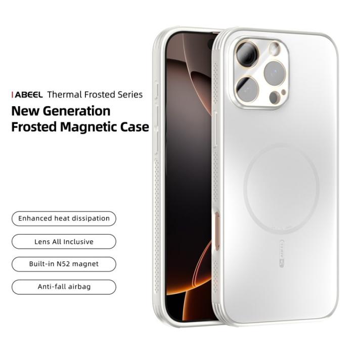 ABEEL - ABEEL iPhone 16 Pro Max Skal Magnetisk TPU PC Kyl Matt Vit