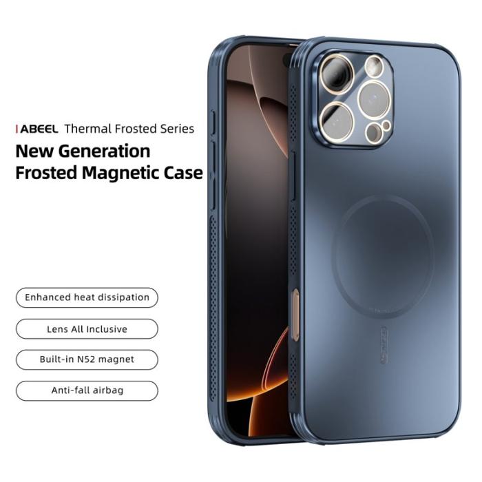 ABEEL - ABEEL iPhone 16 Pro Max Skal Magnetisk TPU PC Kylning Blå