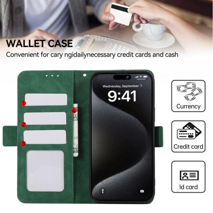 ABEEL - ABEEL iPhone 16 Pro Max Skal Magnetiskt RFID Skydd Läder Grön