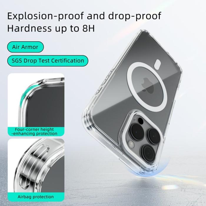 ABEEL - ABEEL iPhone 16 Pro Max Skal MagSafe Anti Scratch Klar Blå