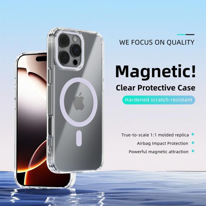 ABEEL - ABEEL iPhone 16 Pro Max Skal MagSafe Anti Scratch Klar Lila