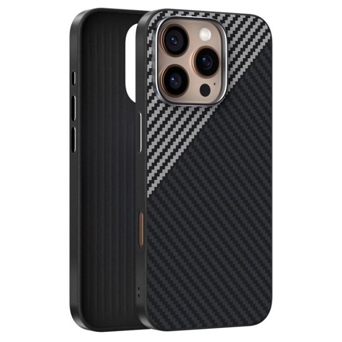 ABEEL - ABEEL iPhone 16 Pro Max Skal MagSafe Kolfiber Svart/Silver