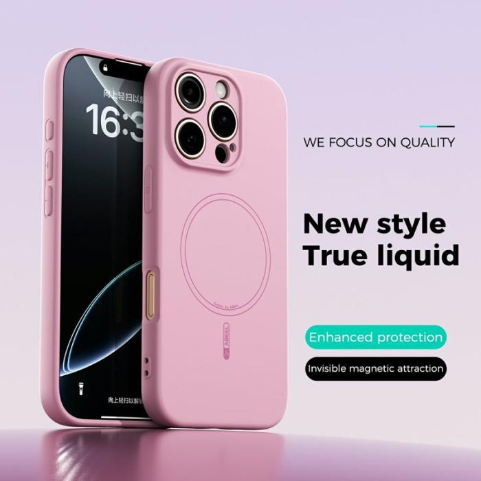 ABEEL - ABEEL iPhone 16 Pro Max Skal MagSafe Liquid Silicone Rosa