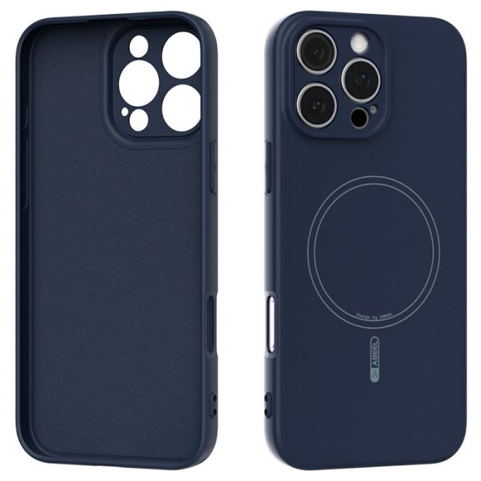 ABEEL - ABEEL iPhone 16 Pro Max Skal MagSafe Mjuk Silikon Mörkblå