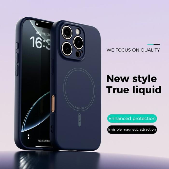 ABEEL - ABEEL iPhone 16 Pro Max Skal MagSafe Mjuk Silikon Mörkblå
