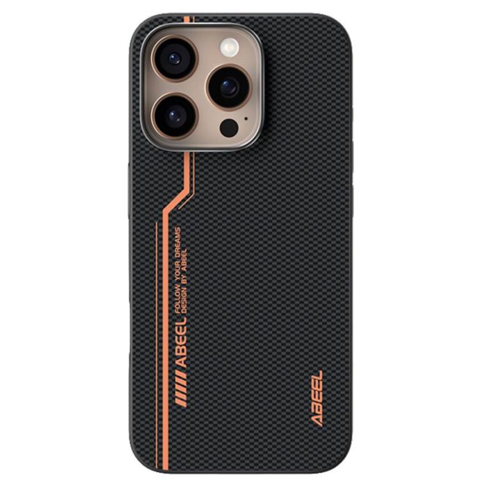 ABEEL - ABEEL iPhone 16 Pro Max Skal MagSafe Tryckt PC TPU Läder Svart