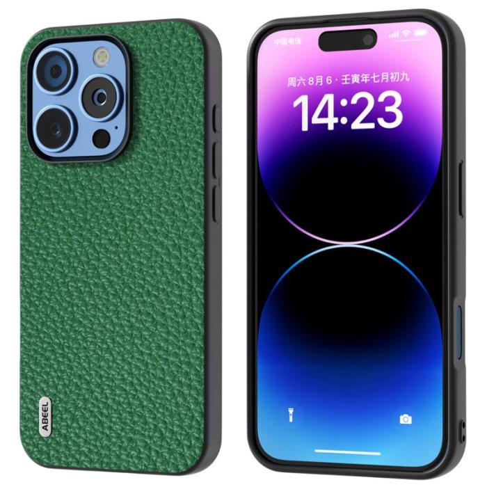 ABEEL - ABEEL iPhone 16 Pro Max Skal TPU + Äkta Läder - Grön