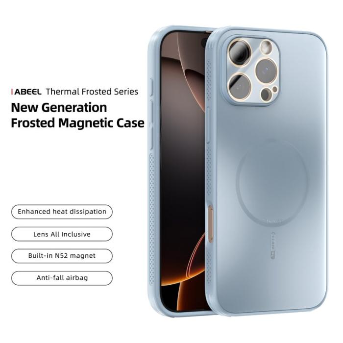 ABEEL - ABEEL iPhone 16 Pro Max Skal TPU PC Kylning Matt - Baby Blue