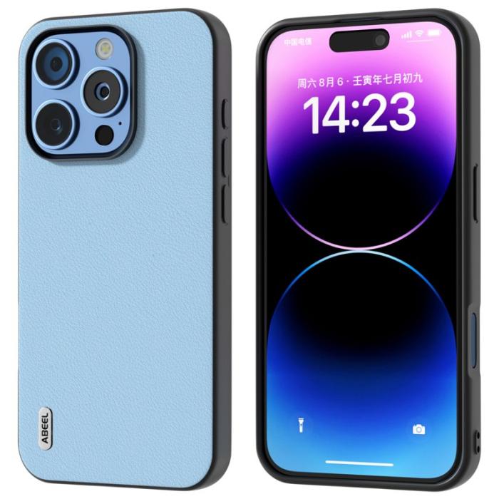 ABEEL - ABEEL iPhone 16 Pro Skal Äkta Läder Anti-repor Blå