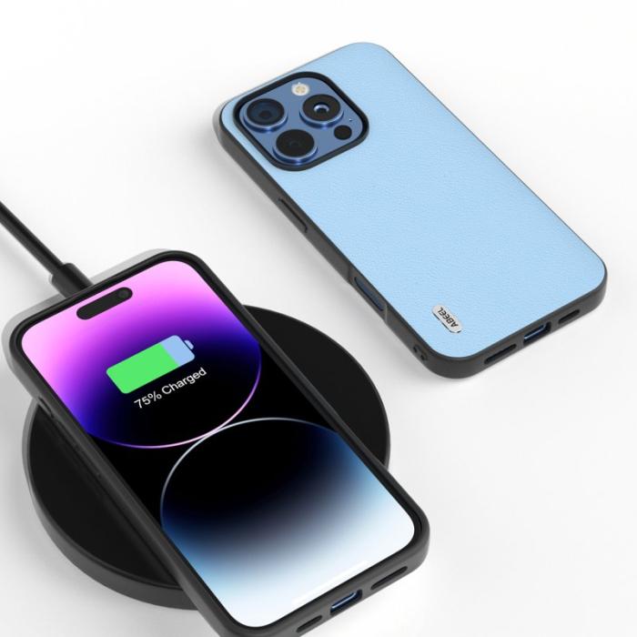 ABEEL - ABEEL iPhone 16 Pro Skal Äkta Läder Anti-repor Blå