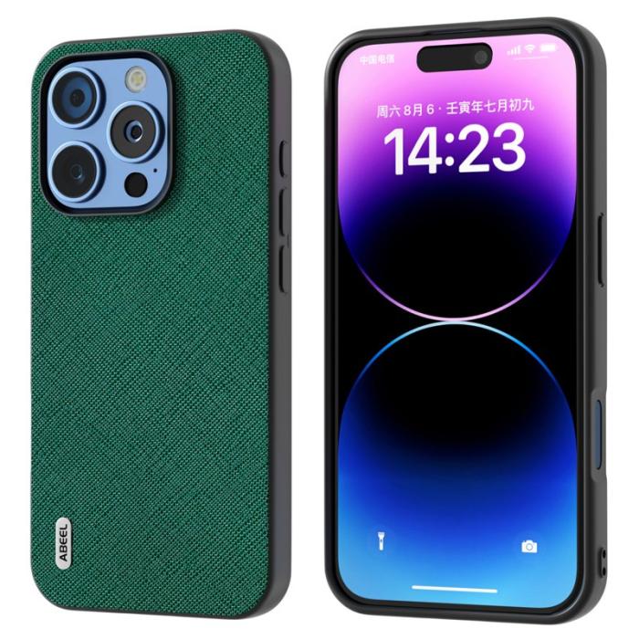 ABEEL - ABEEL iPhone 16 Pro Skal Äkta Läder Hybrid Grön