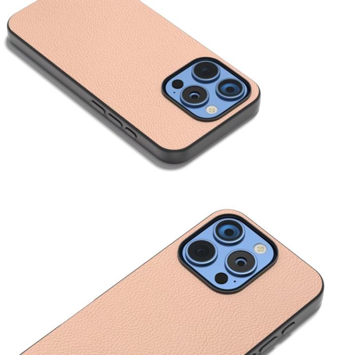 ABEEL - ABEEL iPhone 16 Pro Skal Äkta Läder + PC + TPU - Rosa