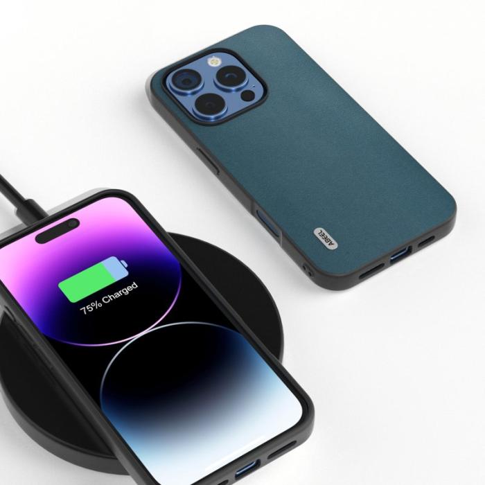 ABEEL - ABEEL iPhone 16 Pro Skal Äkta Läder + PC + TPU Skydd - Grön