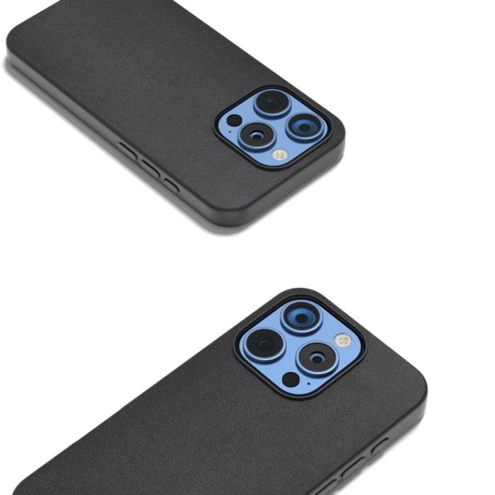 ABEEL - ABEEL iPhone 16 Pro Skal Äkta Läder + PC + TPU Skydd - Svart