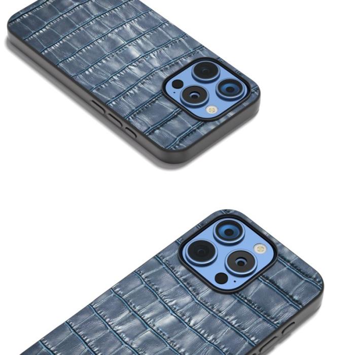 ABEEL - ABEEL iPhone 16 Pro Skal Äkta Läder + PC + TPU Stöttålig - Blå