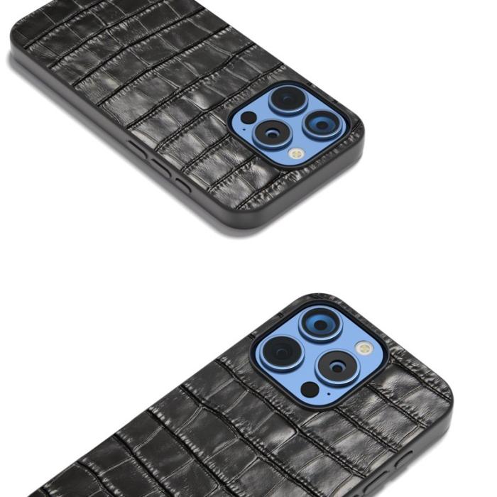 ABEEL - ABEEL iPhone 16 Pro Skal Äkta Läder + PC + TPU Stöttålig Svart