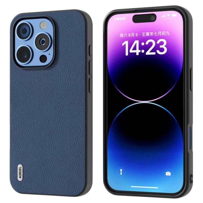 ABEEL - ABEEL iPhone 16 Pro Skal i äkta läder och TPU - Blå