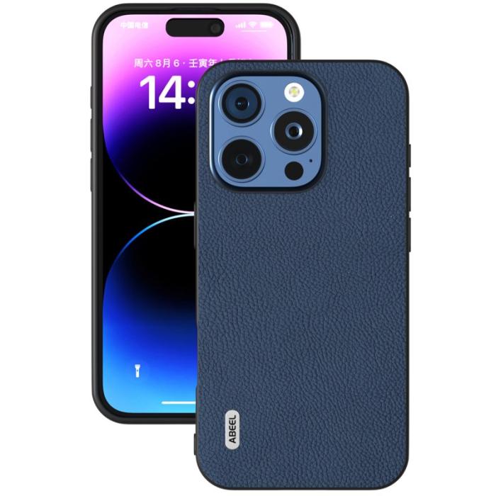 ABEEL - ABEEL iPhone 16 Pro Skal i äkta läder och TPU - Blå