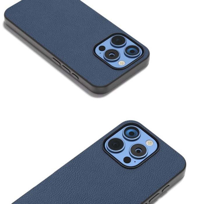 ABEEL - ABEEL iPhone 16 Pro Skal i äkta läder och TPU - Blå