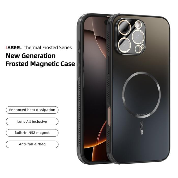 ABEEL - ABEEL iPhone 16 Pro Skal Magnetiskt TPU PC Kylmatte Svart