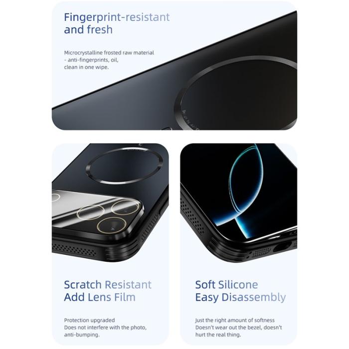 ABEEL - ABEEL iPhone 16 Pro Skal Magnetiskt TPU PC Kylmatte Titan Grå