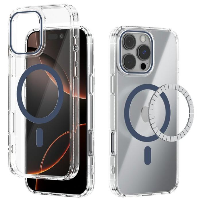 ABEEL - ABEEL iPhone 16 Pro Skal MagSafe Anti Scratch Klar TPU Blå