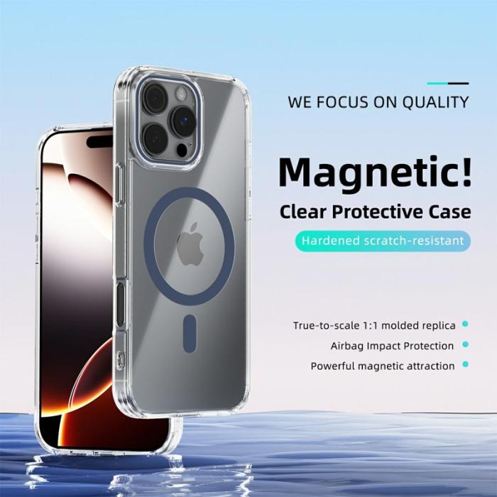 ABEEL - ABEEL iPhone 16 Pro Skal MagSafe Anti Scratch Klar TPU Blå