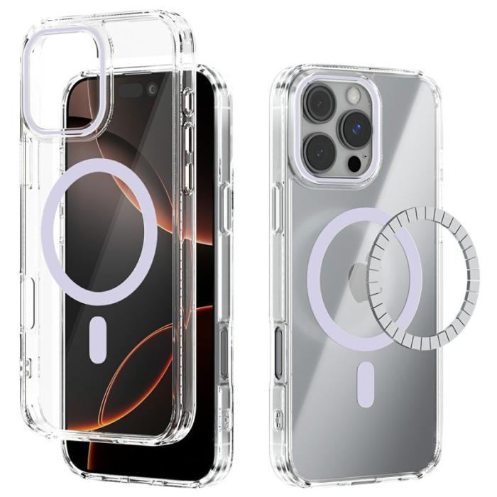 ABEEL - ABEEL iPhone 16 Pro Skal MagSafe Anti Scratch Klar TPU Lila