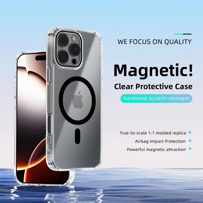ABEEL - ABEEL iPhone 16 Pro Skal MagSafe Anti Scratch Transparent Svart