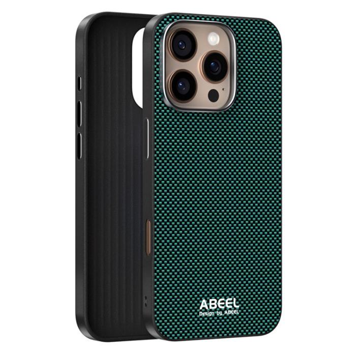 ABEEL - ABEEL iPhone 16 Pro Skal MagSafe Grön TPU Aluminium Läder
